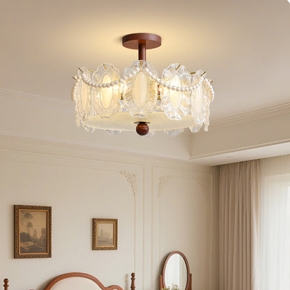 French-style Glass Ceiling Lamp for Living Room