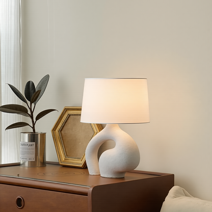 Modern Sculptural Biomorphic Table Lamp - Wabi-Sabi Textured Ceramic Light