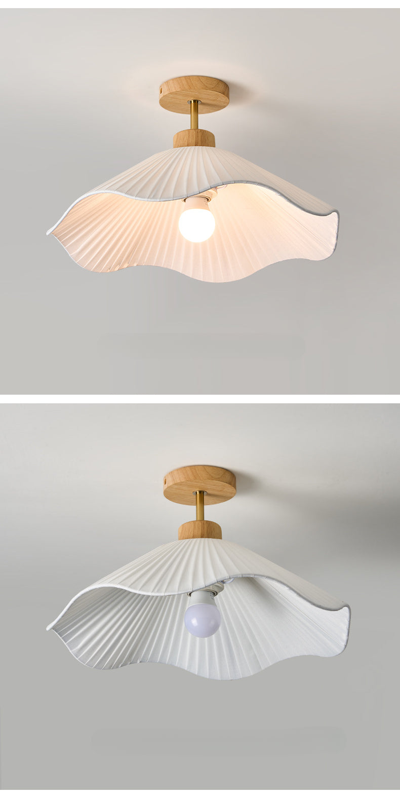 White Minimalist Fabric Pendant Light for Living Room and Dining Room