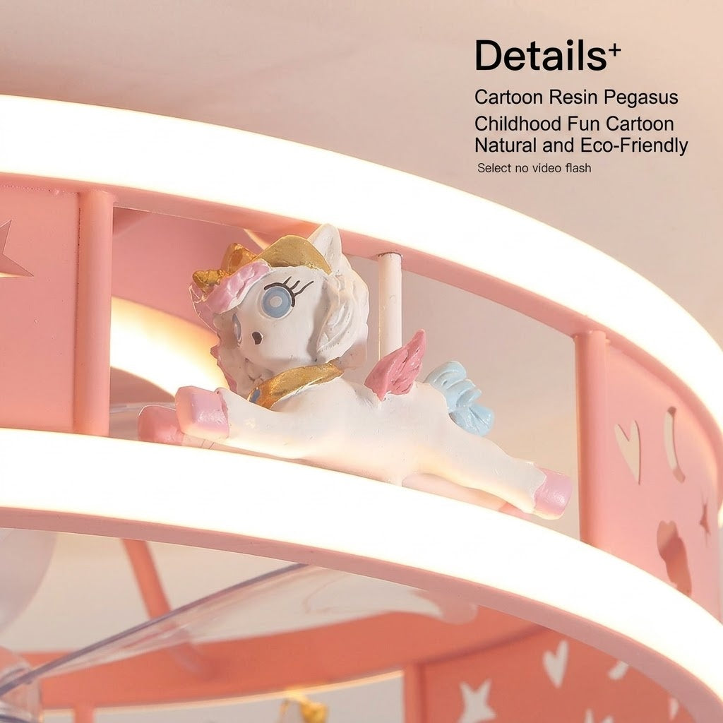 Kids Ceiling Fan with LED Light Cute Round Design