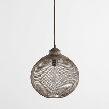 Woven Iron Pendant Light in Aged Grey