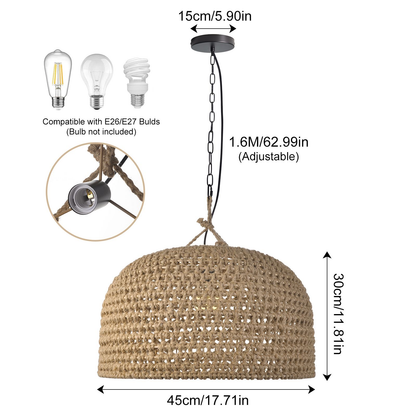 Retro Pendant Lights Hemp Rope Woven Lampshade