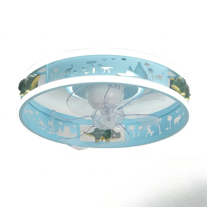 Kids Ceiling Fan with LED Light Cute Round Design