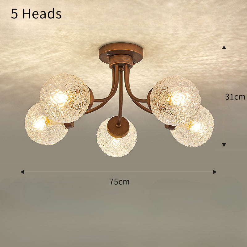 French Vintage Glass Ceiling Light for Living Room