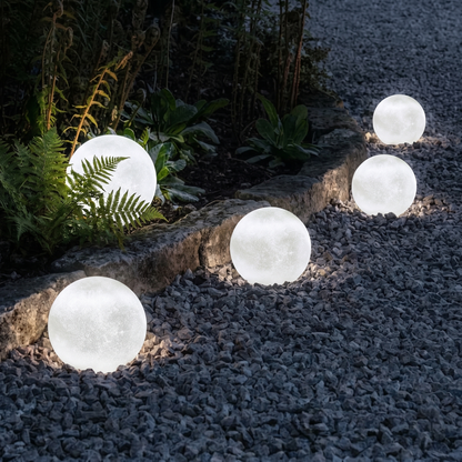 Solar Powered Moon Globe Lamp - Outdoor IP65 Waterproof Hemp Fiber Light