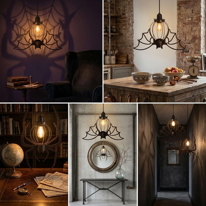 Gothic Halloween Hanging Light – Bat & Spider