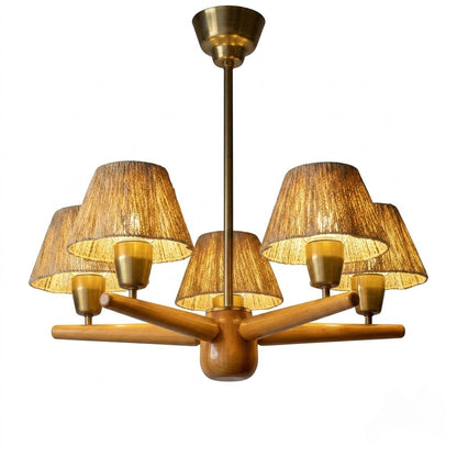 Mid-Century Solid Wood Ceiling Light for Dining Room