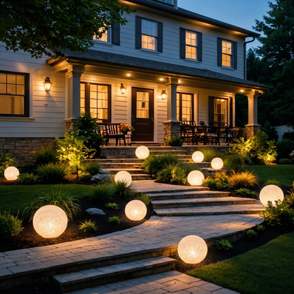 Solar Powered Moon Globe Lamp - Outdoor IP65 Waterproof Hemp Fiber Light