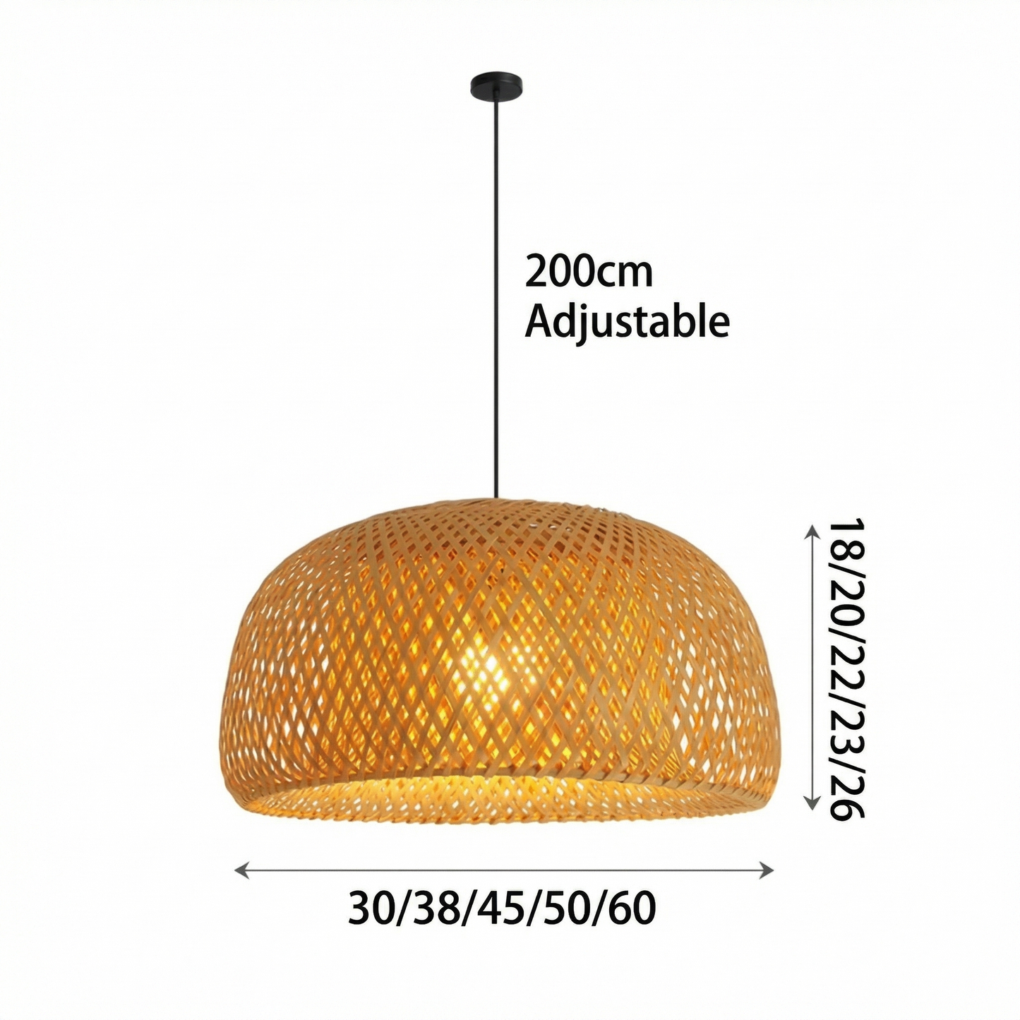 Modern Bamboo Dome Pendant Light - Hand-Woven Wicker Chandelier