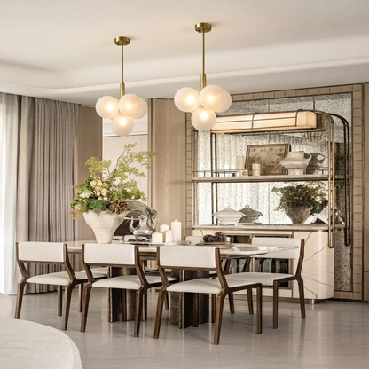 Modern Ribbed Glass Globe Chandelier - Nordic Brass Cluster Pendant Light