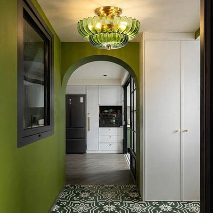 Modern Glass Semi-Flush Mount Ceiling Light - Umbrella Shape Decor
