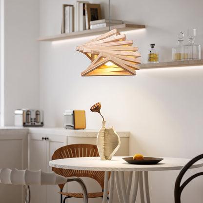 Modern Spiral Wood Triangle Pendant Light - Nordic Helical Chandelier