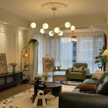 6-Light Modern Gold Sputnik Chandelier - Mid-Century Globe Lamp