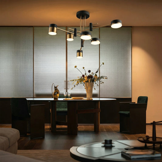 Modern LED Wave Linear Chandelier - Brushed Brass Dining Room Light