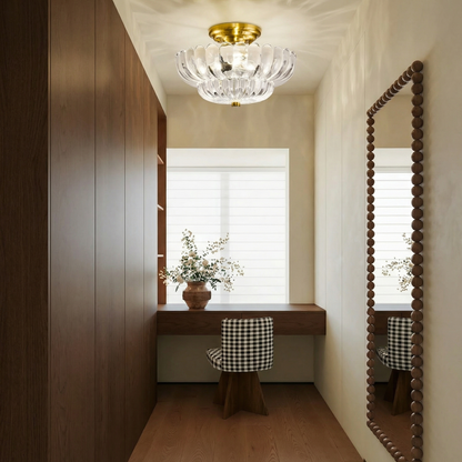 Modern Glass Semi-Flush Mount Ceiling Light - Umbrella Shape Decor