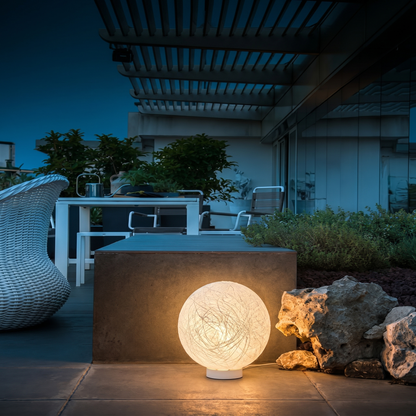 Modern Moon Globe Floor Lamp - Hemp Fiber Orb Table Light