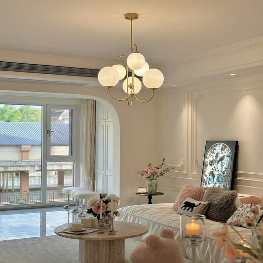 Metal Glass Living Room Gooseneck Chandeliers Modern 6-Light Orb