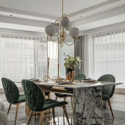 Metal Glass Living Room Gooseneck Chandeliers Modern 6-Light Orb