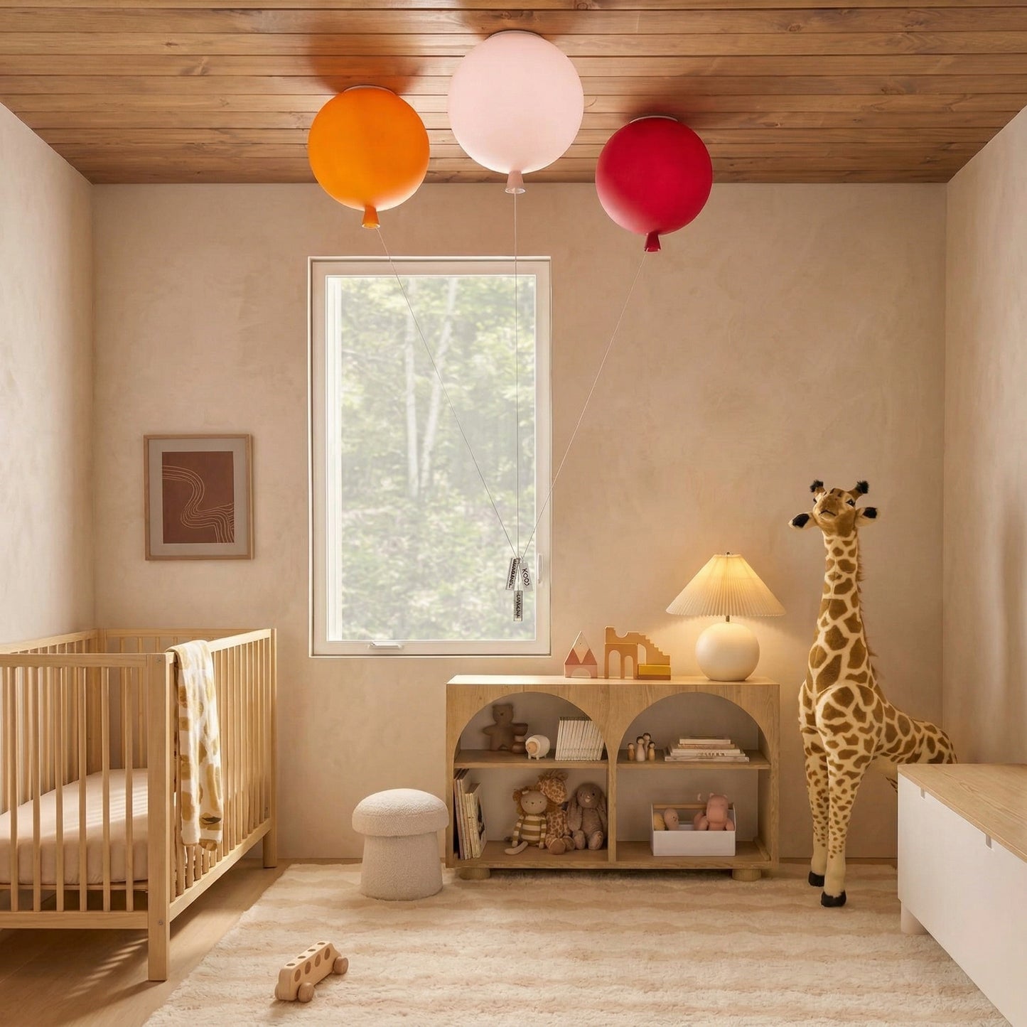 Modern Balloon Ceiling Light - Colorful Glass Flush Mount for Kids Room & Nursery
