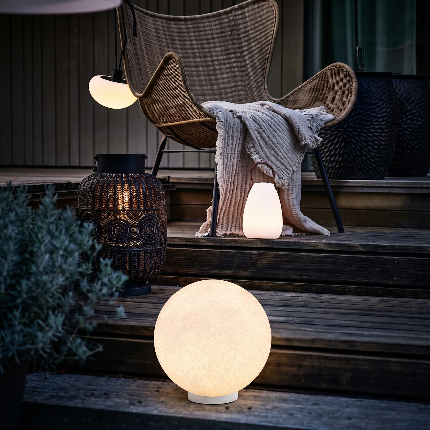 Modern Moon Globe Floor Lamp - Hemp Fiber Orb Table Light