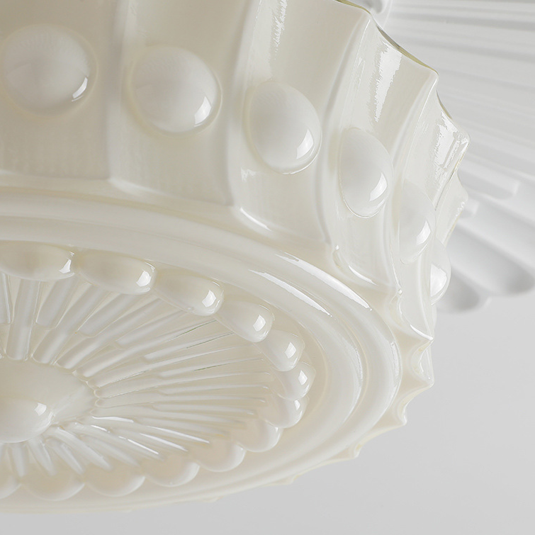 Vintage Hobnail Milk Glass Flush Mount - Retro Art Deco Ceiling Light