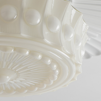 Vintage Hobnail Milk Glass Flush Mount - Retro Art Deco Ceiling Light