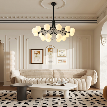 Modern Matte Black Branching Globe Chandelier - Nordic 18-Light Pendant