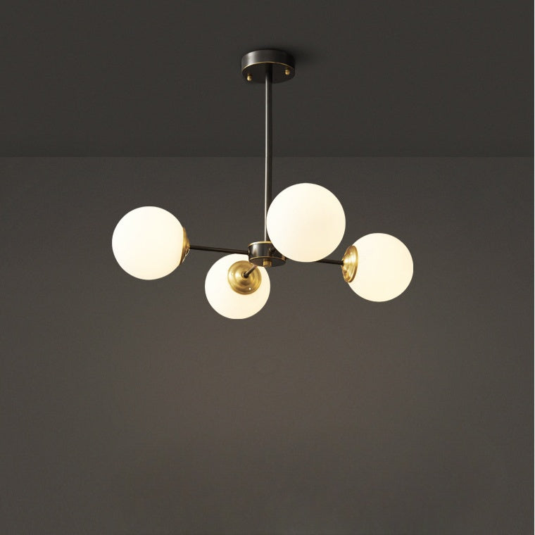 Modern Black & Brass Sputnik Chandelier - 4/6/8 Light Globe Lamp