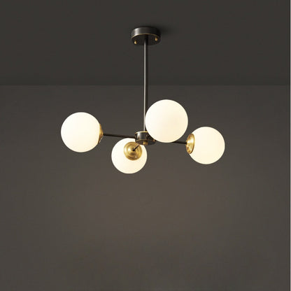 Modern Black & Brass Sputnik Chandelier - 4/6/8 Light Globe Lamp