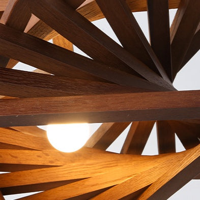 Modern Spiral Wood Triangle Pendant Light - Nordic Helical Chandelier