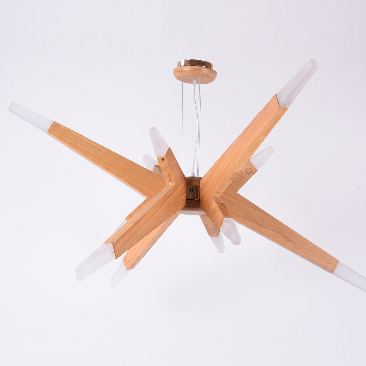 Modern Solid Wood Sputnik Chandelier - 12-Light Starburst Pendant LED