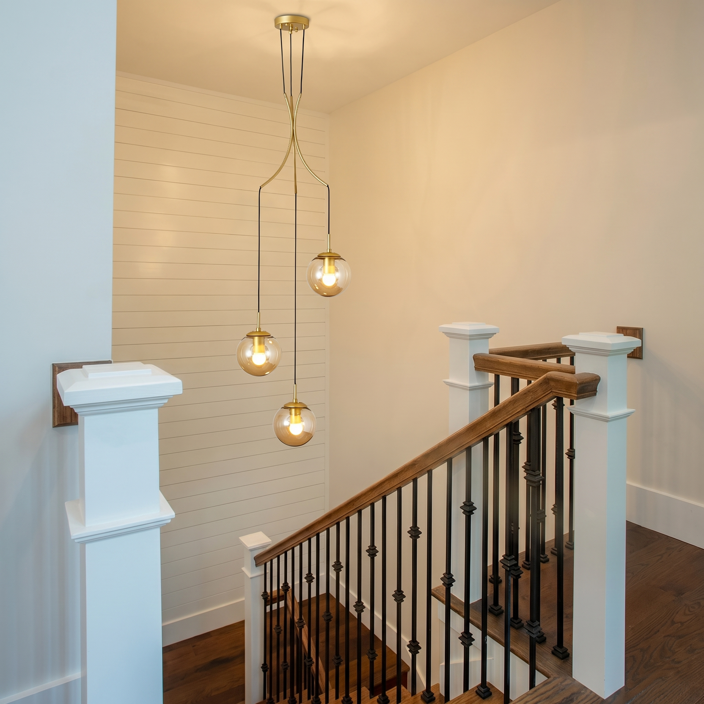 Modern Nordic Spiral Glass Globe Chandelier - Luxury Gold Staircase Pendant Light