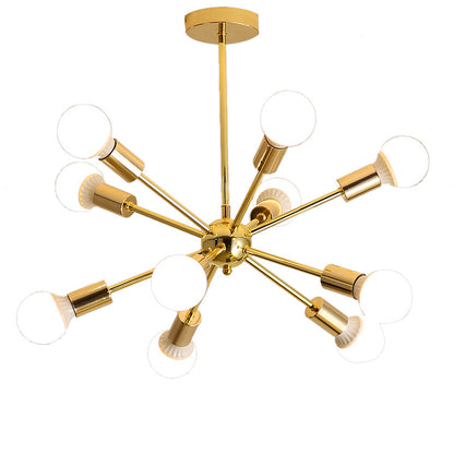 Modern Sputnik Chandelier - Mid-Century Gold Starburst Pendant Light