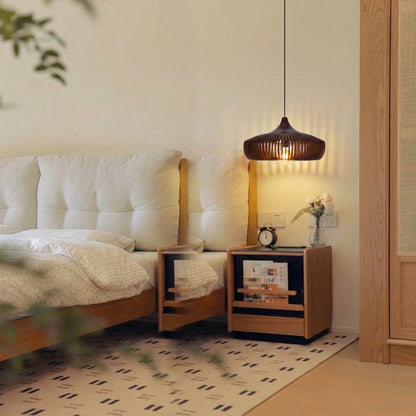 Handcrafted Natural Wood Fin Chandelier - Scandi Style Hanging Lamp