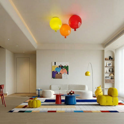Modern Balloon Ceiling Light - Colorful Glass Flush Mount for Kids Room & Nursery