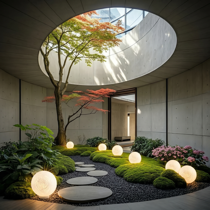 Modern Moon Globe Floor Lamp - Hemp Fiber Orb Table Light