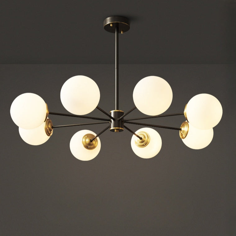 Modern Black & Brass Sputnik Chandelier - 4/6/8 Light Globe Lamp