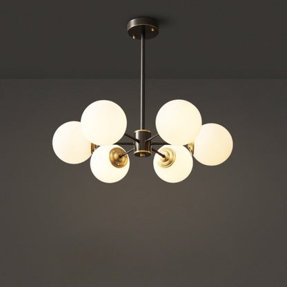 Modern Black & Brass Sputnik Chandelier - 4/6/8 Light Globe Lamp