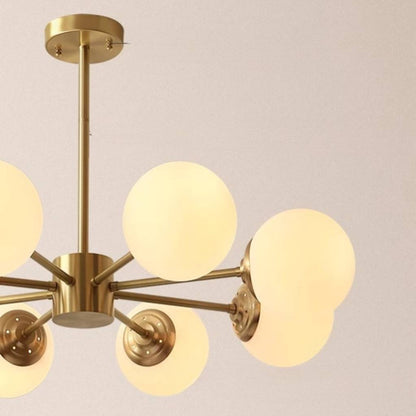 Modern Brass Sputnik Chandelier - 6-Light Opal Globe Chandelier