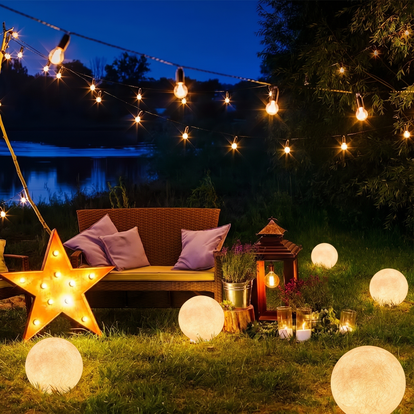 Modern Moon Globe Floor Lamp - Hemp Fiber Orb Table Light