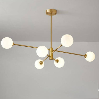 6-Light Modern Gold Sputnik Chandelier - Mid-Century Globe Lamp