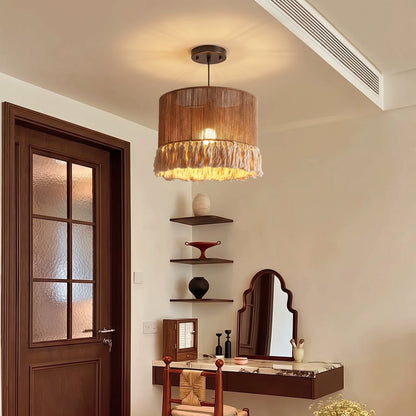Modern Boho Jute Rope Pendant Light - Fringe Tassel Chandelier