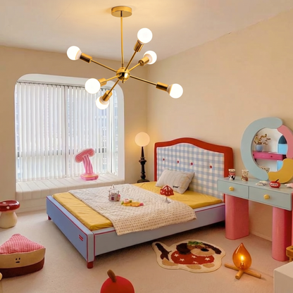 Modern Sputnik Chandelier - Mid-Century Gold Starburst Pendant Light