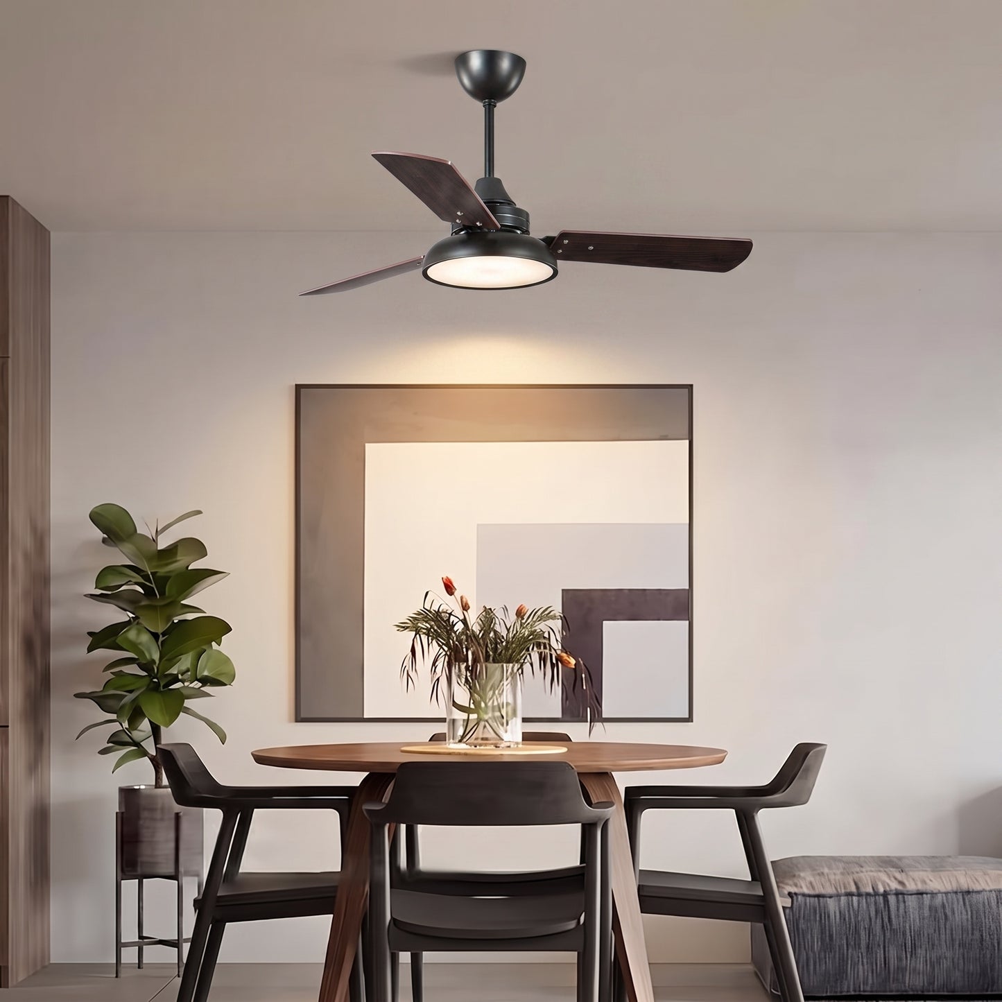 Modern 3-Blade LED Ceiling Fan with Remote - 106cm & 120cm Wood Fan Light