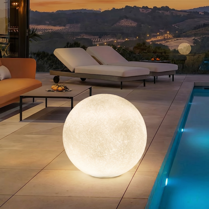Solar Powered Moon Globe Lamp - Outdoor IP65 Waterproof Hemp Fiber Light