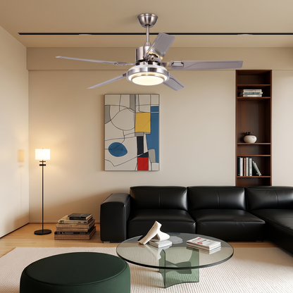 Modern LED Ceiling Fan with Ring Light Kit - 42"/52" Dimmable Remote Fan