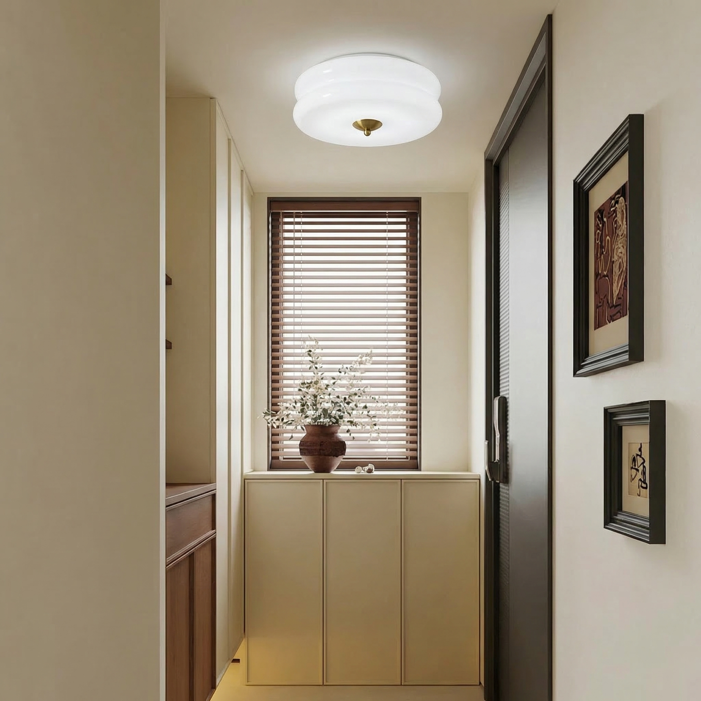 Art Deco Double-Tier Glass Flush Mount - Retro Macaron Ceiling Light