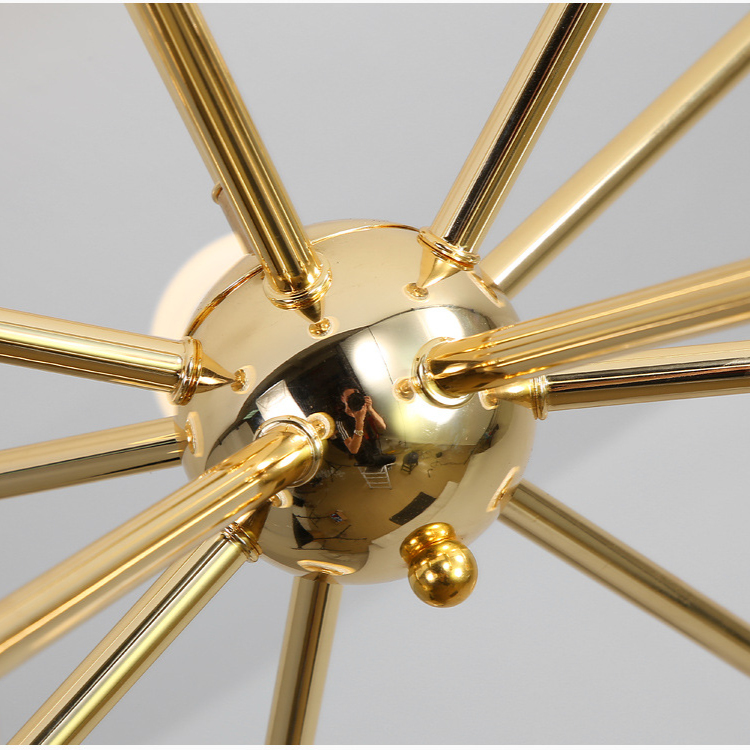 Modern Sputnik Starburst Chandelier - Mid-Century Gold 12-Light Pendant