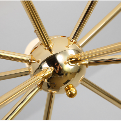 Modern Sputnik Starburst Chandelier - Mid-Century Gold 12-Light Pendant