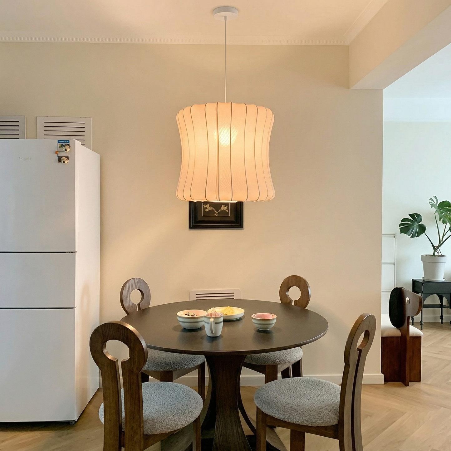 Mid-Century fabric Cocoon Pendant Light - Modern Cloud Bubble Shade Chandelier